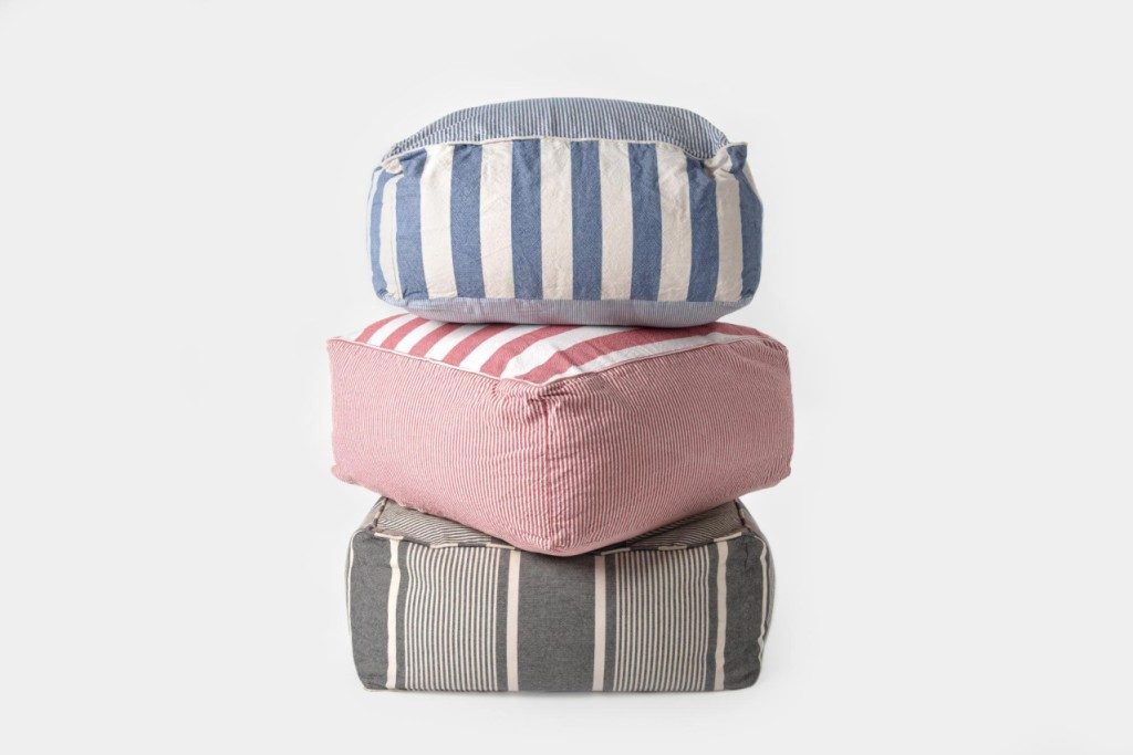 Blue striped pouf - Image 1